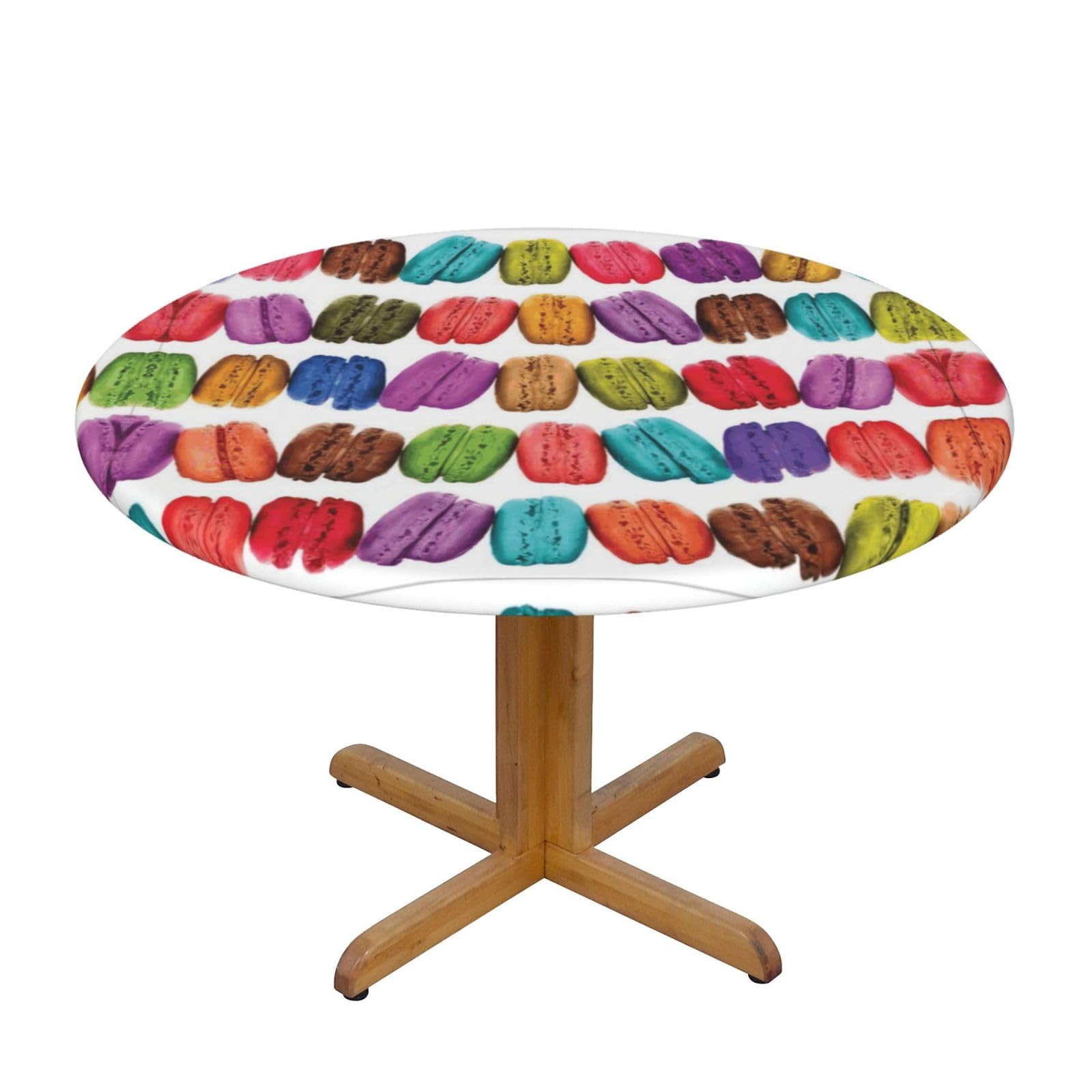 ZQYTGFDC Macaron Biscuit Flavored Pastries S Decorative Round Tablecloth Waterproof Anti Stain Oil Proof Size for 40 50 inch