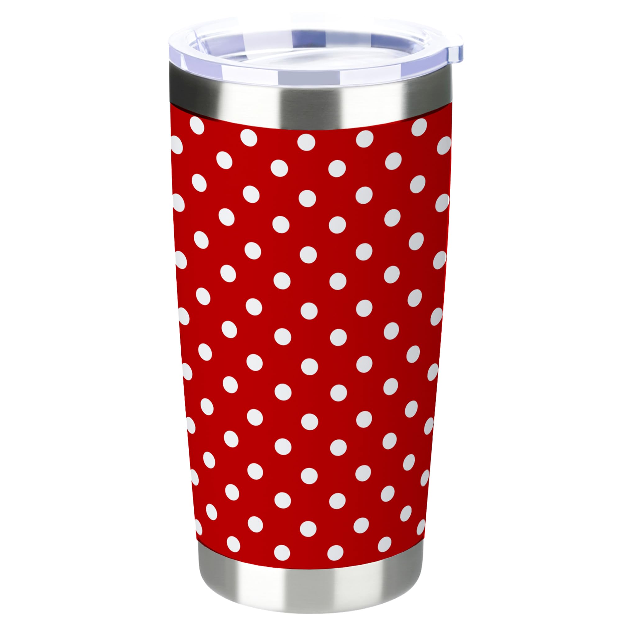 SMLIXE 20 oz Insulated Tumbler, Merry Christmas Tumbler with Lid and Straw, Holiday Spirit Polka Dot Coffee Mug Cup, Christmas Gift for Dad Mom Family