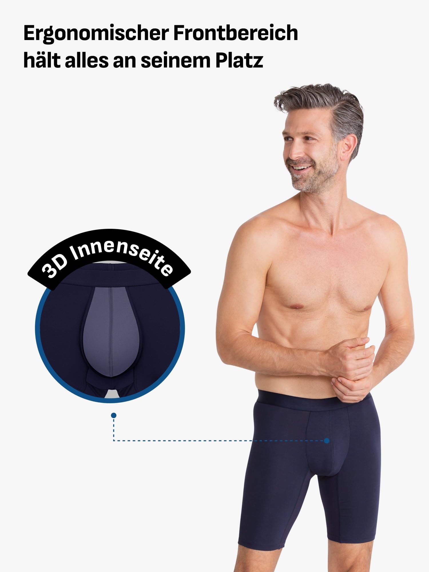 FINN Anti-Reibung Boxershorts Herren mit langem Bein (3er Pack)