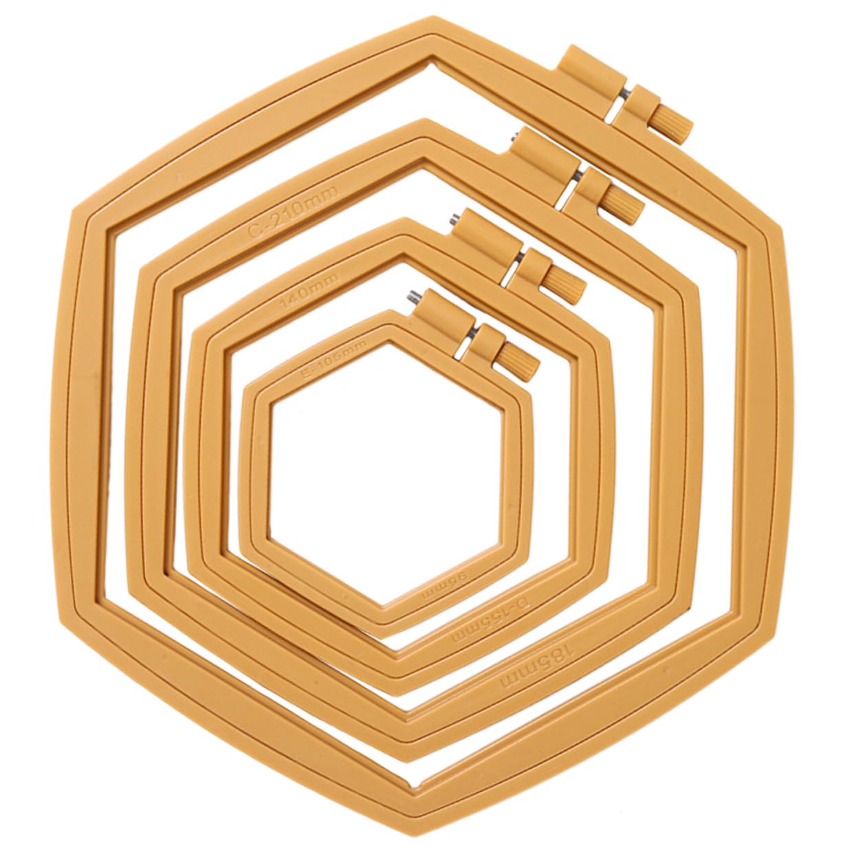 WOONEKY Aros de Bordado Ajustables Reutilizables de Plástico Abs para Punto de Cruz y Costura Bricolaje, 4 Unidades Color Caqui, Herramienta de Bordado para Manualidades y Decoración