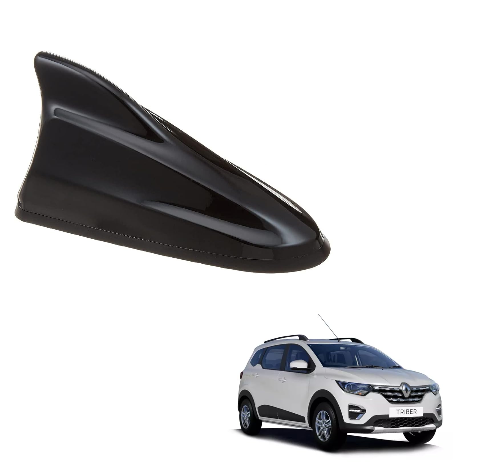 Kozdiko Car Black Shark Fin Style Roof Mount FM/AM Radio Aerial Antenna with Wiring Waterproof Signal Compatible with Renault Triber-picture-19