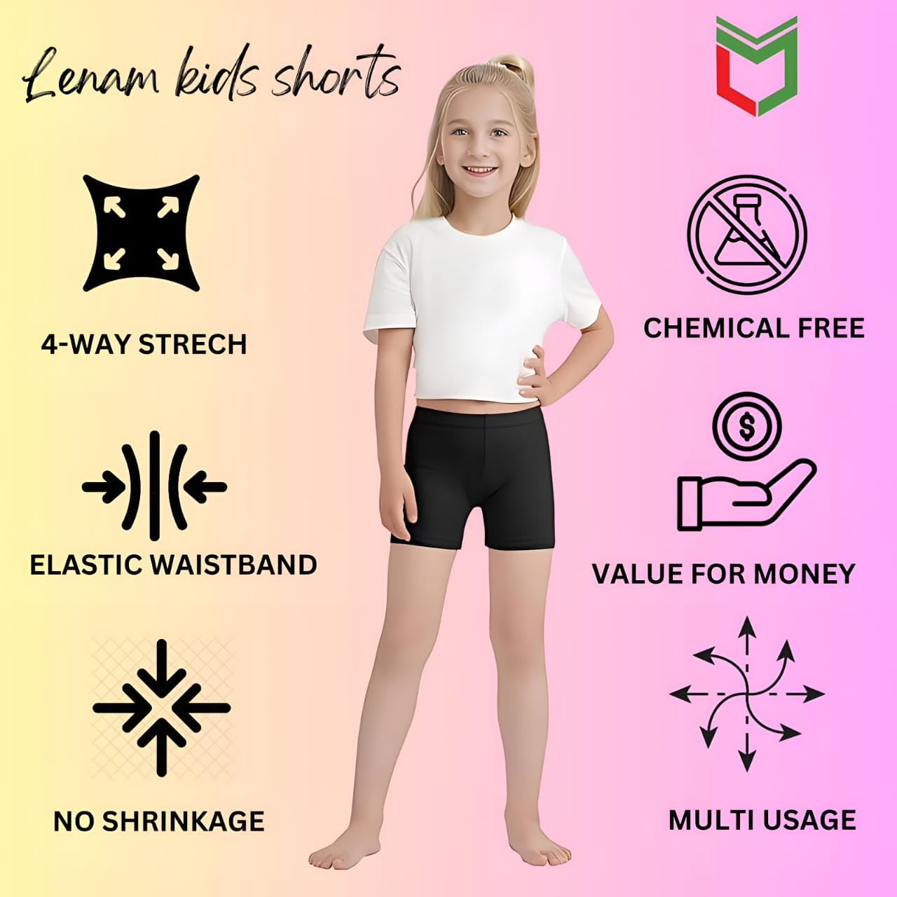 LENAM 4Way Stretchable Ultra Soft Cycling Shorts/Yoga Shorts/Girls Combo Pack/Skirt Inner Tights (Pack of 2) (in, Age, 5 Years, 6 Years, Regular, Skin) 1