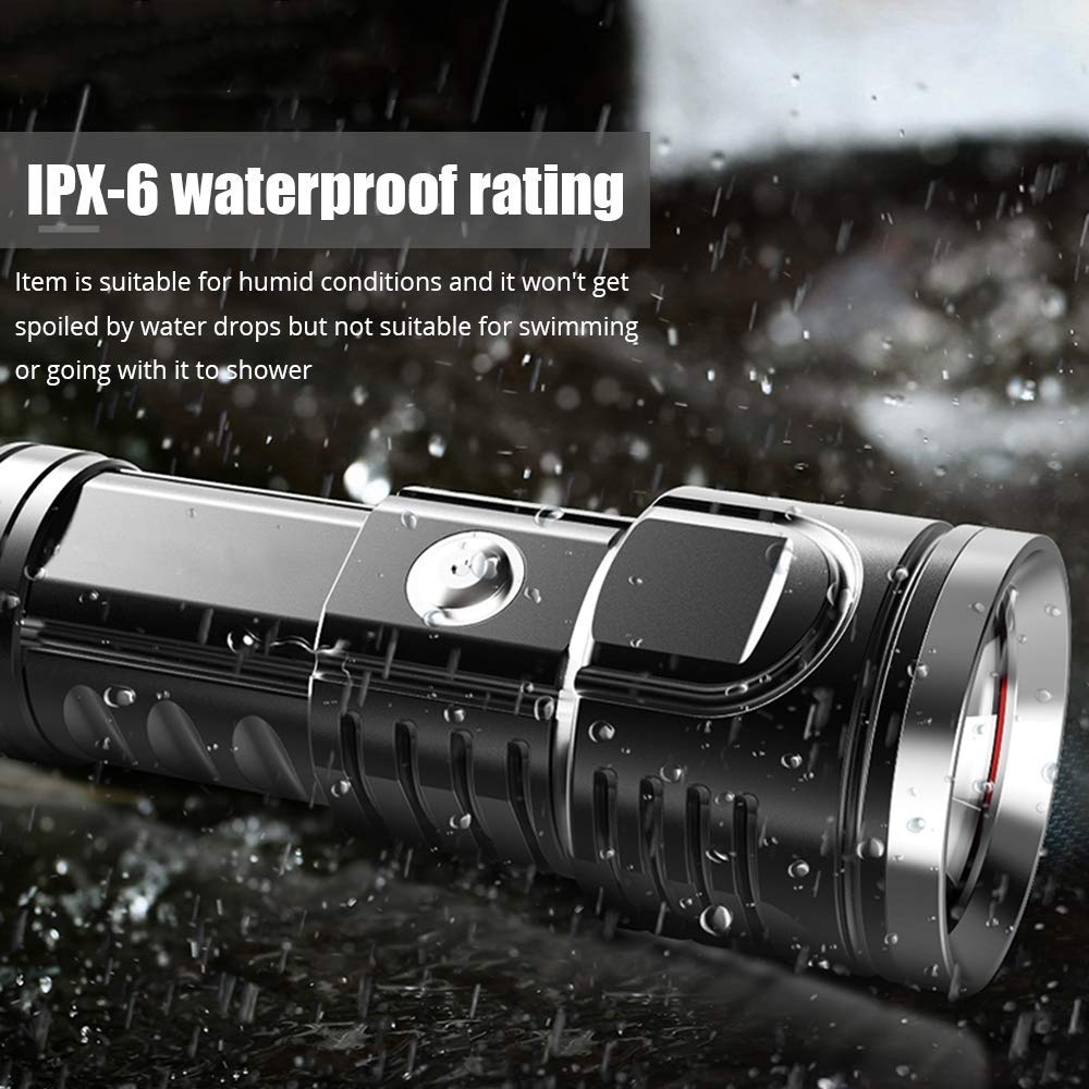 HMTE Linterna LED de Alta Potencia Super Brillante 70,2 antorcha USB Recargable IP67 Linterna de Mano de Obra de Grado Impermeable, antorchas