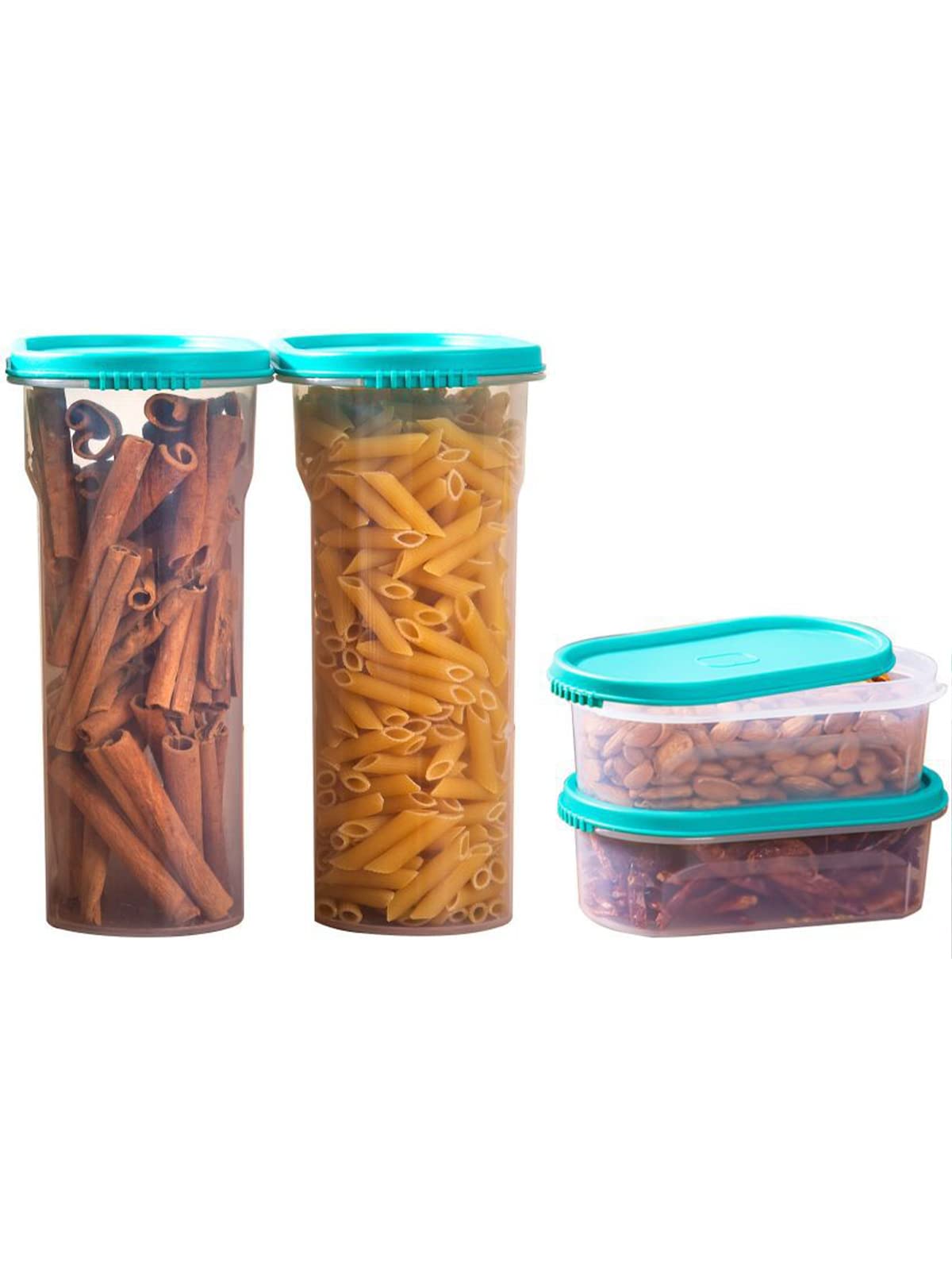 HOMETALES Multi-Purpose Container 2800mlx2,650mlx2,Aqua Green Lid (4U)