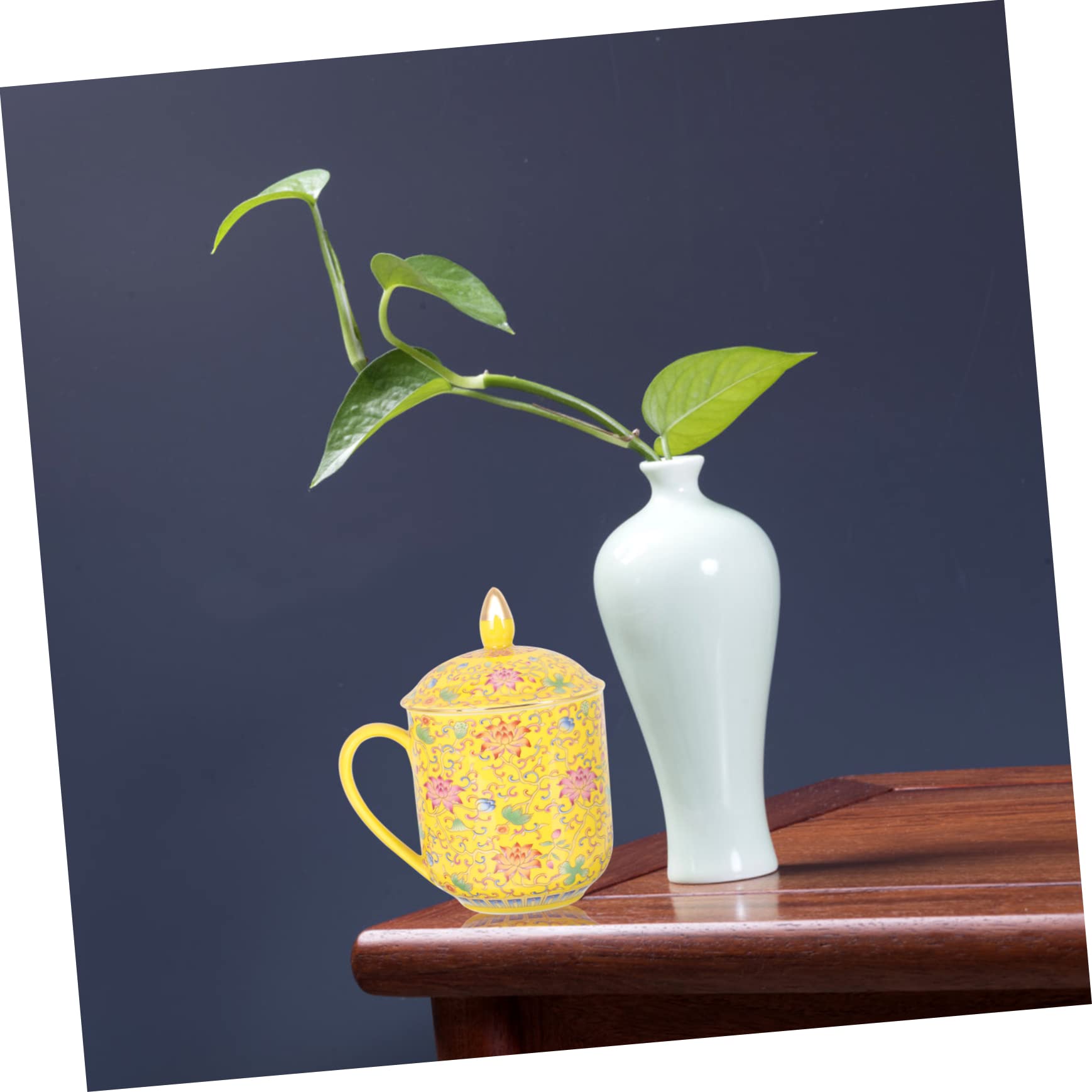 Cabilock Taza de Té de Cerámica con Tapa Estilo Clásico Regalo para Aficionados al Té