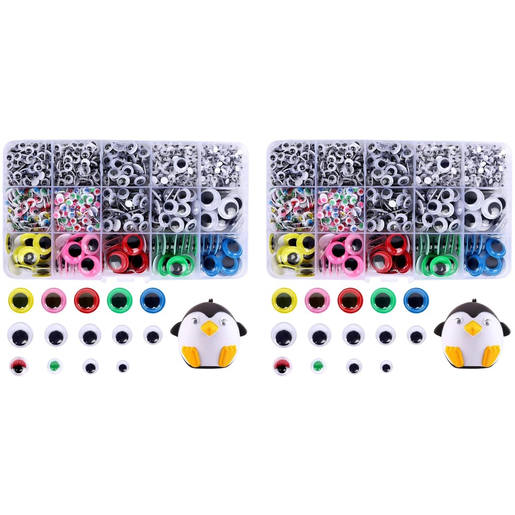 HASTHIP 1500PCS Googly Eyes for Craft Self-Adhesive Wiggle Stickers Kit Assorted Colors Sizes Funny Plastic DIY Silly Sock Puppets Doll Toy-picture-22