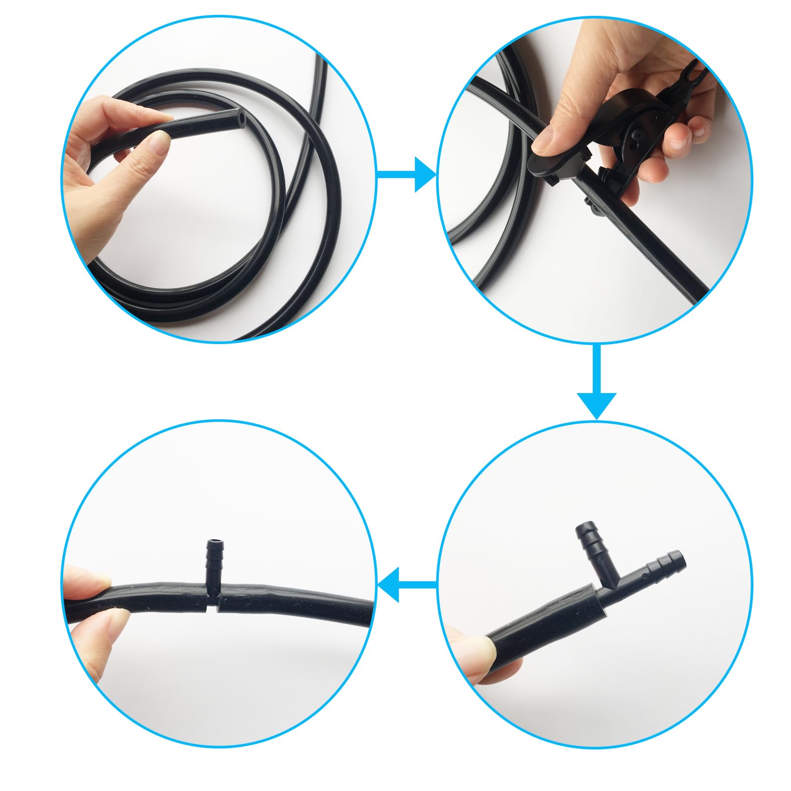 Siliconen Vacuum Slang 2 Meter met Nylon Connectoren 3 Maten/9 Stuks 130PSI Motor Auto Vervanging 3mm Dikte Vacuum Leiding Kit voor Lucht en Water ( Binnen-/Buitendiameter:10mm/16mm Slangensnijder