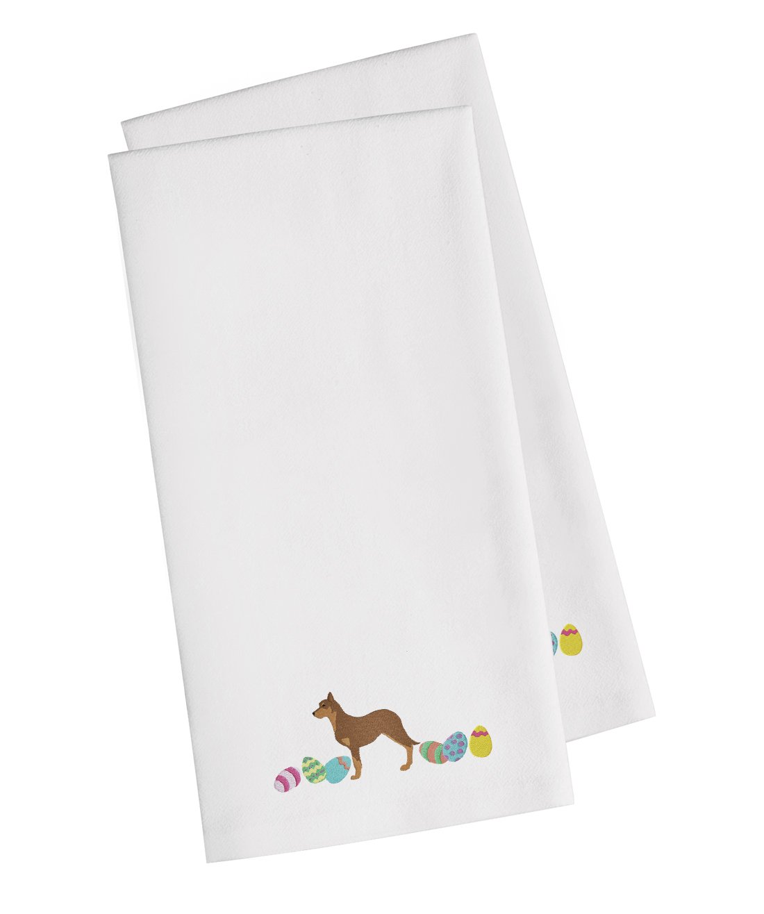 Caroline's Treasures CK1600WHTWE Lot de 2 torchons de Cuisine brodés Australian Kelpie Pâques Blanc