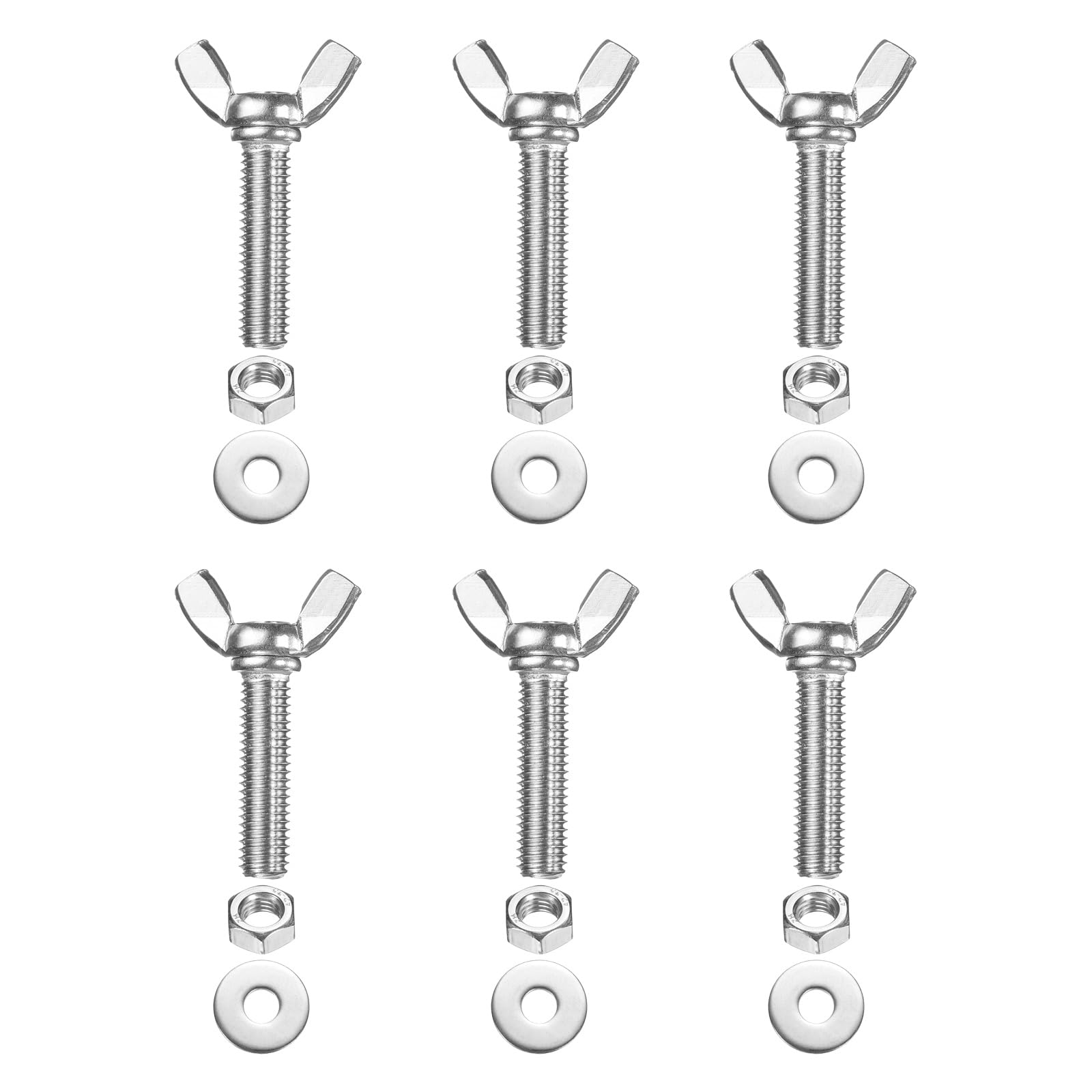 PATIKIL M8-1.25 x 30 mm Wing Butterfly Screw, 6 Pcs 304 Stainless Steel Wing Nuts and Bolts Machine Fastener Thumb Hand Screws for Electronic Equipment DIY Tools, Silver — image 1