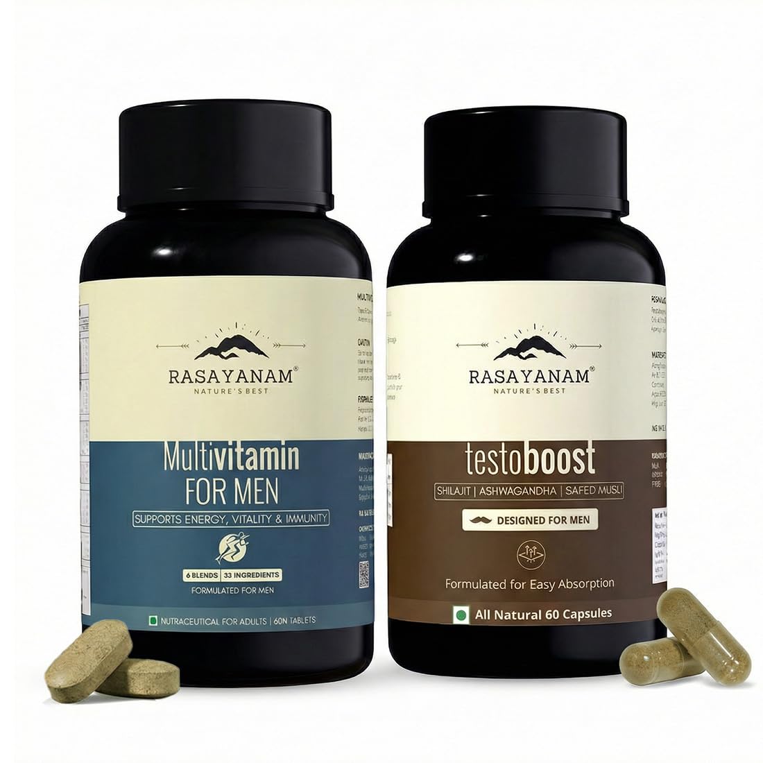 Rasayanam Multivitamin for Men + Testoboost Combo | Formulated for Men’s Performance | All-Day Energy, Strength, Stamina & Recovery | 60 Multivitamin Tablets & 60 Testoboost Capsules-picture-17