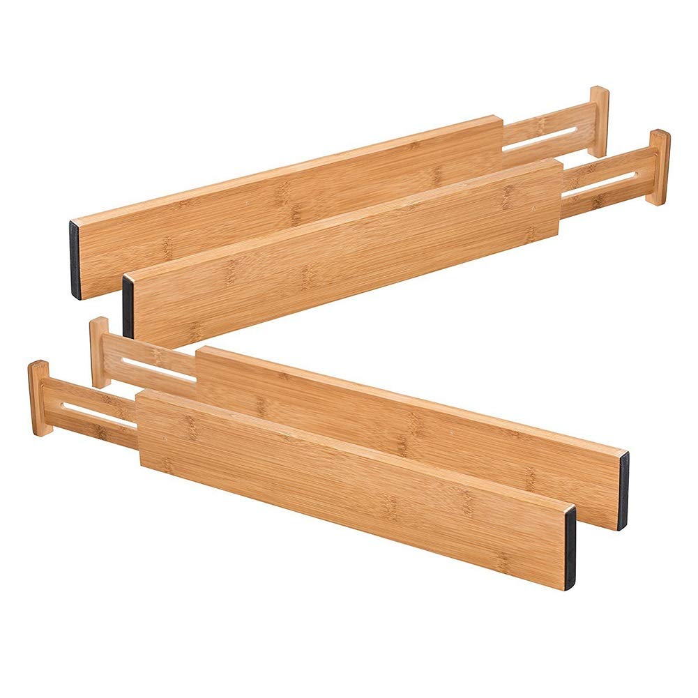 Chillers Divisori per cassetti Regolabili in bambù, Organizer per cassetti da Cucina, a Molla, cassettiera, Bagno, Camera da Letto, cassetto per Bambini, scrivania