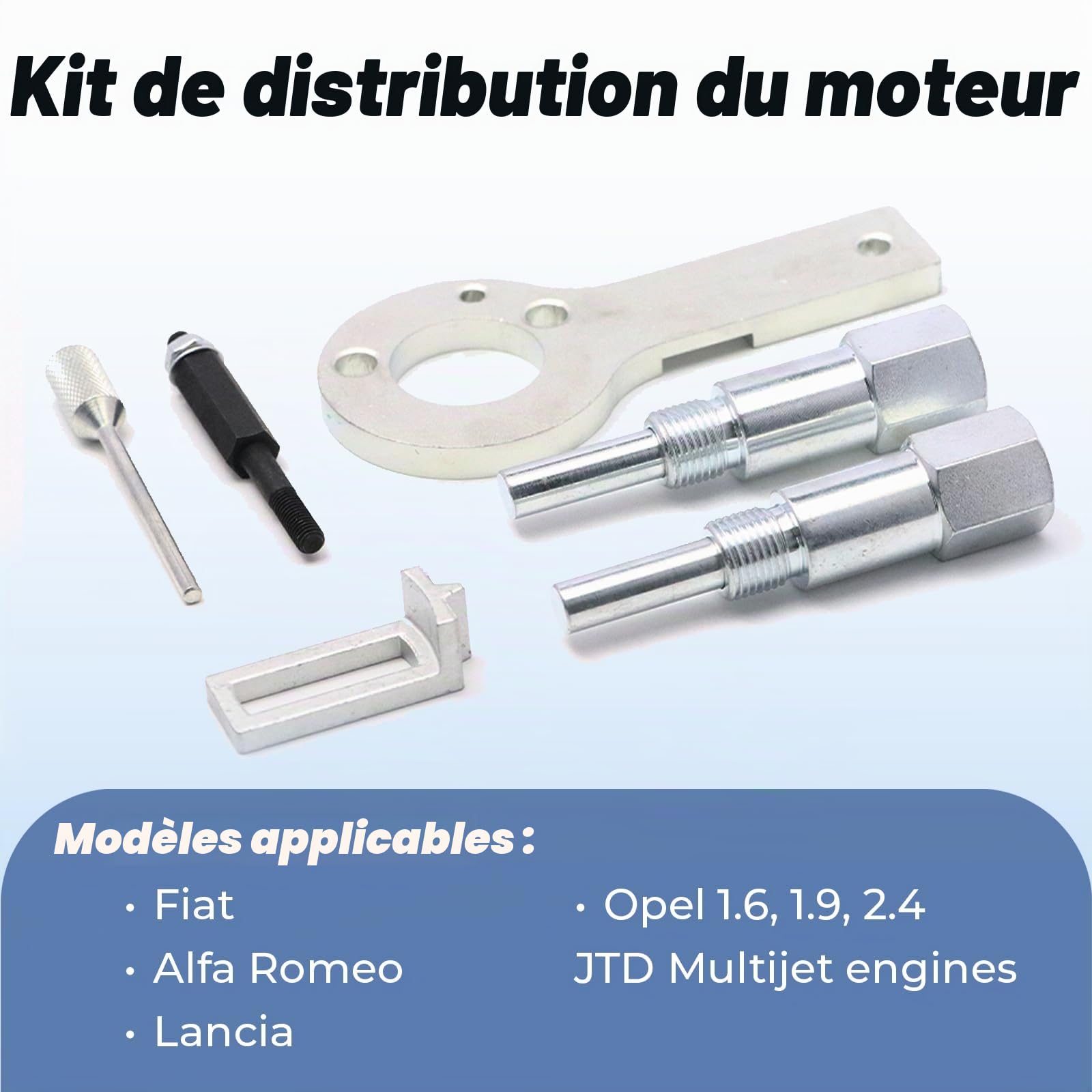 Kit de changement de courroie dentée avec outil de blocage de courroie dentée pour moteurs Fiat Alfa Romeo Lancia et Opel 1.6 1.9 et 2.4 JTD Multijet