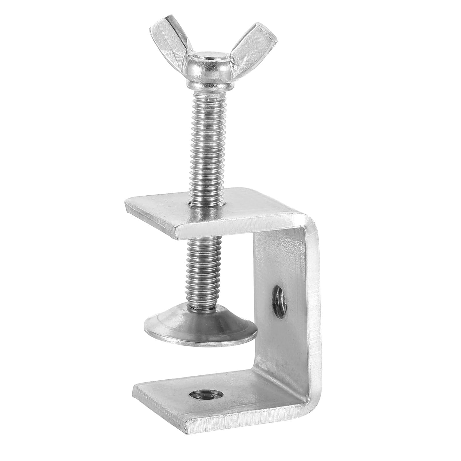 sourcing map 304 Stainless Steel C Clamps 40mm Square Mini Tiger Clamp Adjustable Heavy Duty Metal U Clip with Butterfly Screws for Woodworking Welding Mounting, Silver