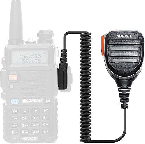 Miniatura 9 de ABBREE AR-780 Micrófono de radio Altavoz Micrófono Radioaficionado, Micrófono remoto de hombro para Baofeng BF-F8HP Pro UV-5R 5RM UV-21R K5PLUS