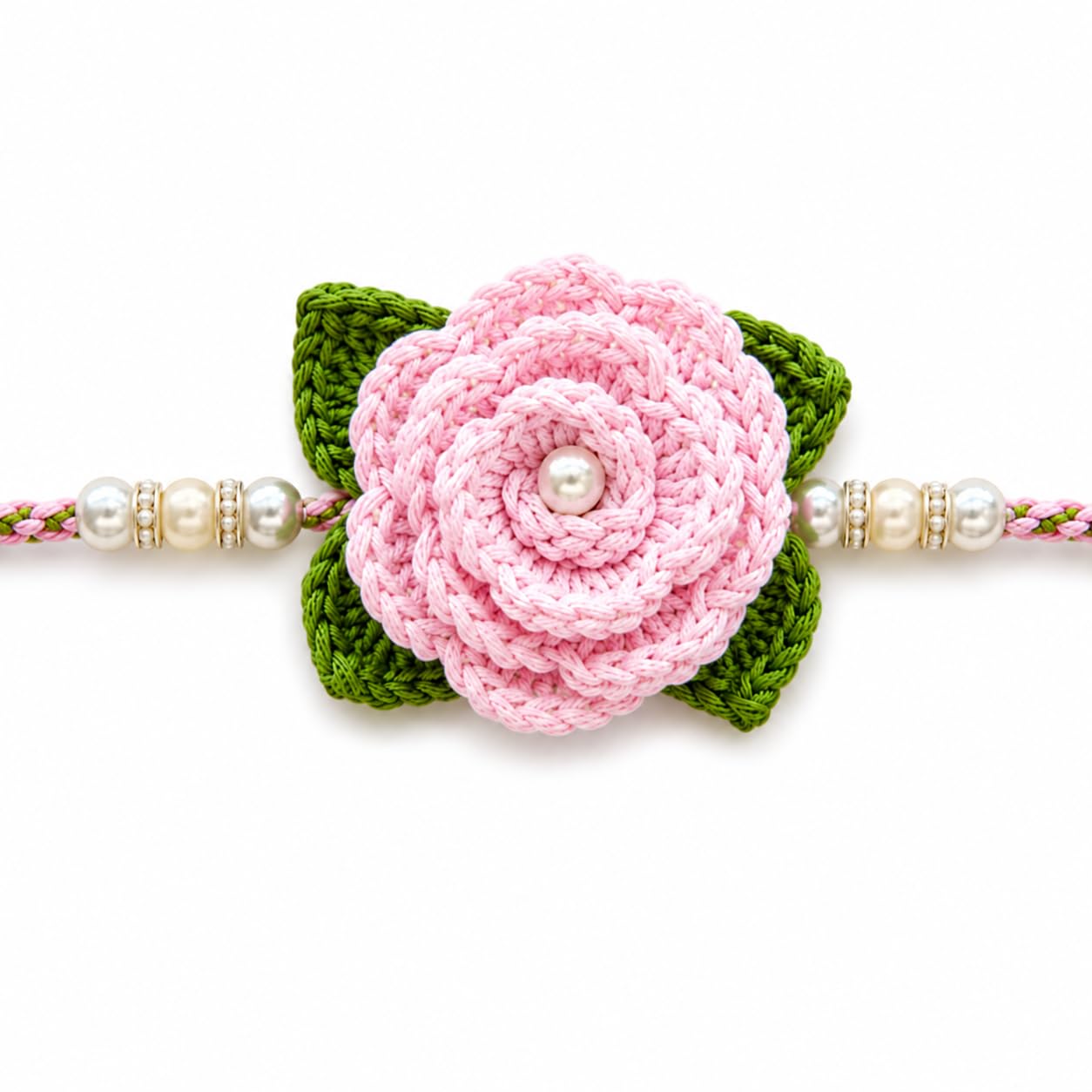 Crochet Flower Rakhi Handmade with Pearl Beads-image-25