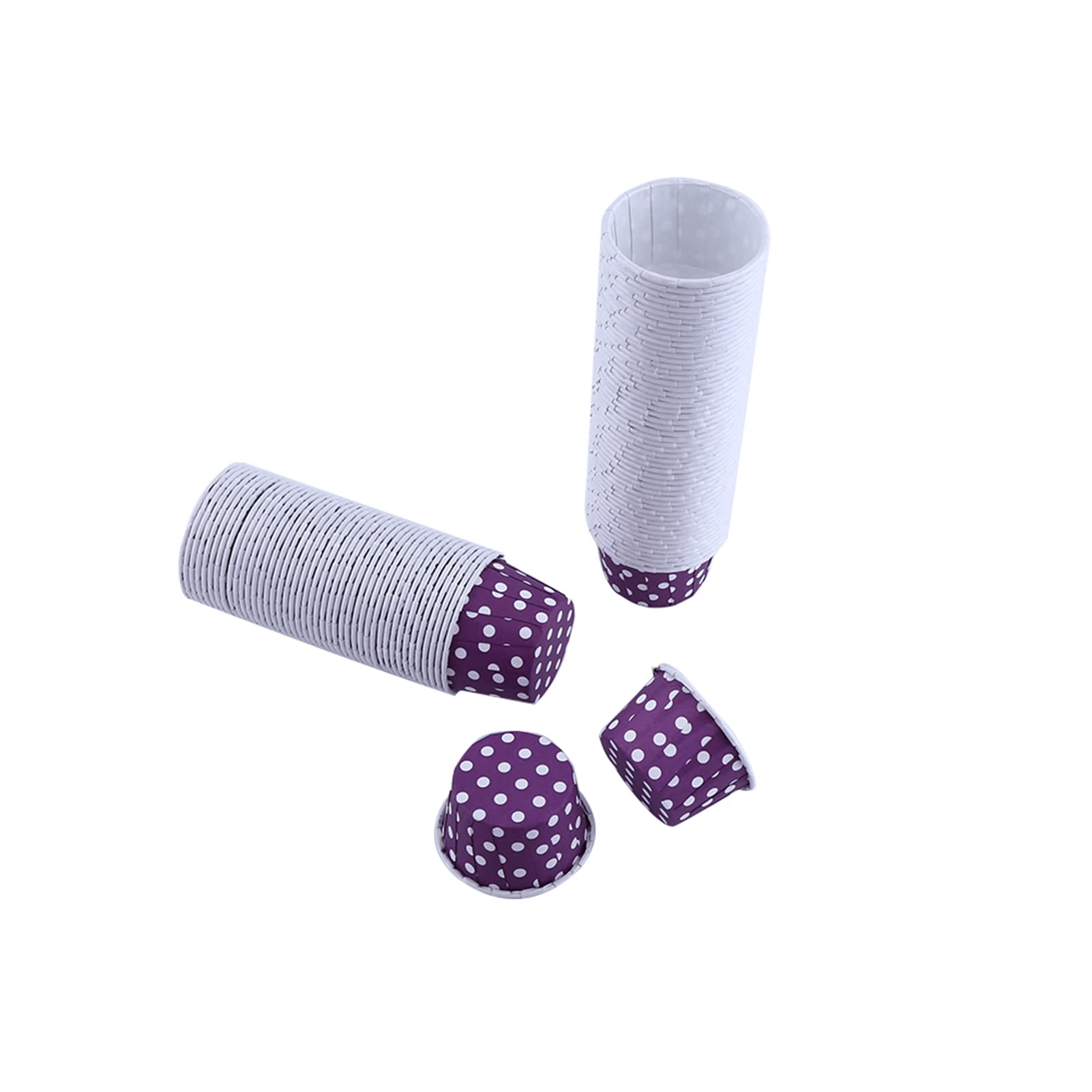 Wakects Capacillos de Papel para Cupcakes, Moldes para Magdalenas 100 Unidades Recubrimiento Antigrasa 8 Colores Plegables Resistentes a Altas Temperaturas para Horno Microondas (PURPLE)