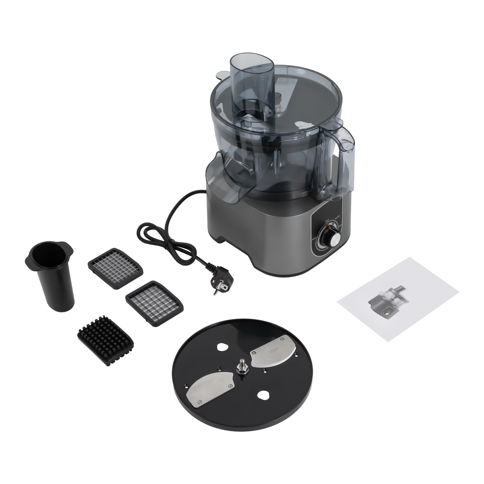 Robot kuchenny, krajalnica do warzyw, 600 W, 3 w 1, 2 biegi, 7 l, maszyna do krojenia warzyw z 3 ostrzami, do cebuli, marchwi, ogórków, kostek szynki