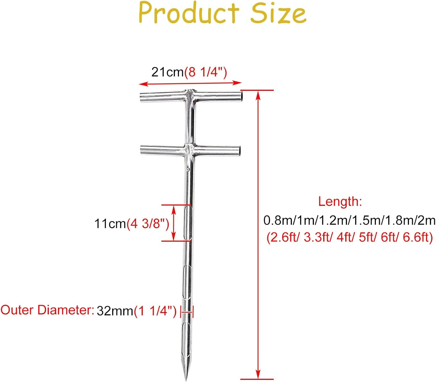 Grain Probe Sampler:304 Stainless Steel Grain Sampler - Soil Probe with Double Layer Rotary Handle, 3 Zone Sampling Kit for Wheat, Powders & Granules (1.8m/6ft, 32mm/1.25")