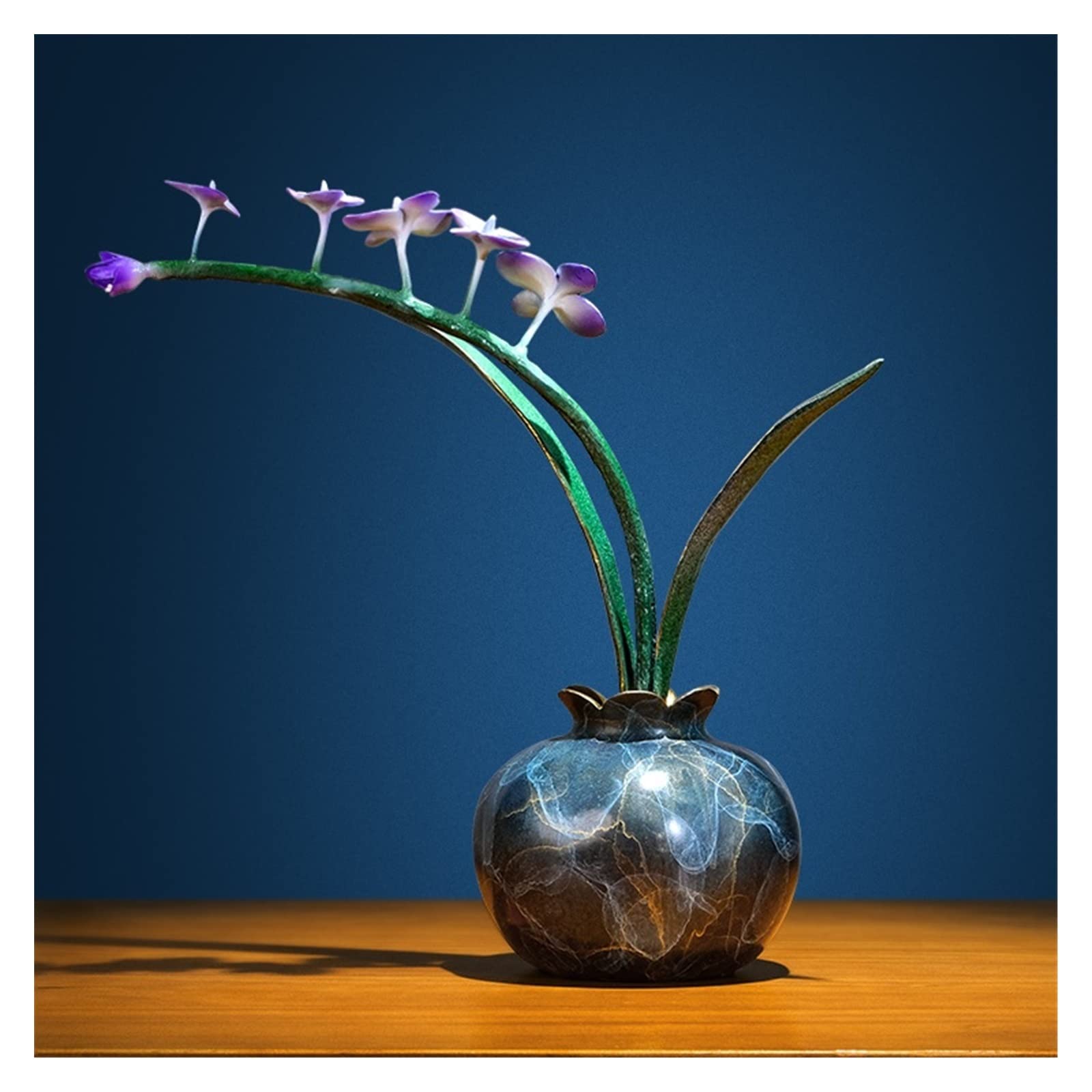 Dekoracje na biurko Mosiężny wazon orchidea Entryway Ornament salon Boccia chiński kwiatowy wyposażenie domu Akcesoria do biurka domowego