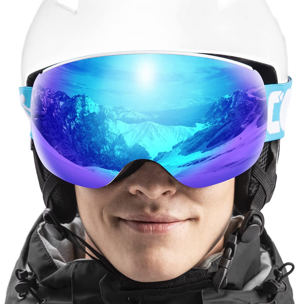 Lunettes de ski, lunettes de ski pour enfants avec verres antibuée à double couche, lunettes de ski de protection, adaptées aux hommes, aux femmes et aux adolescents Snowboard, snowboard, patina
