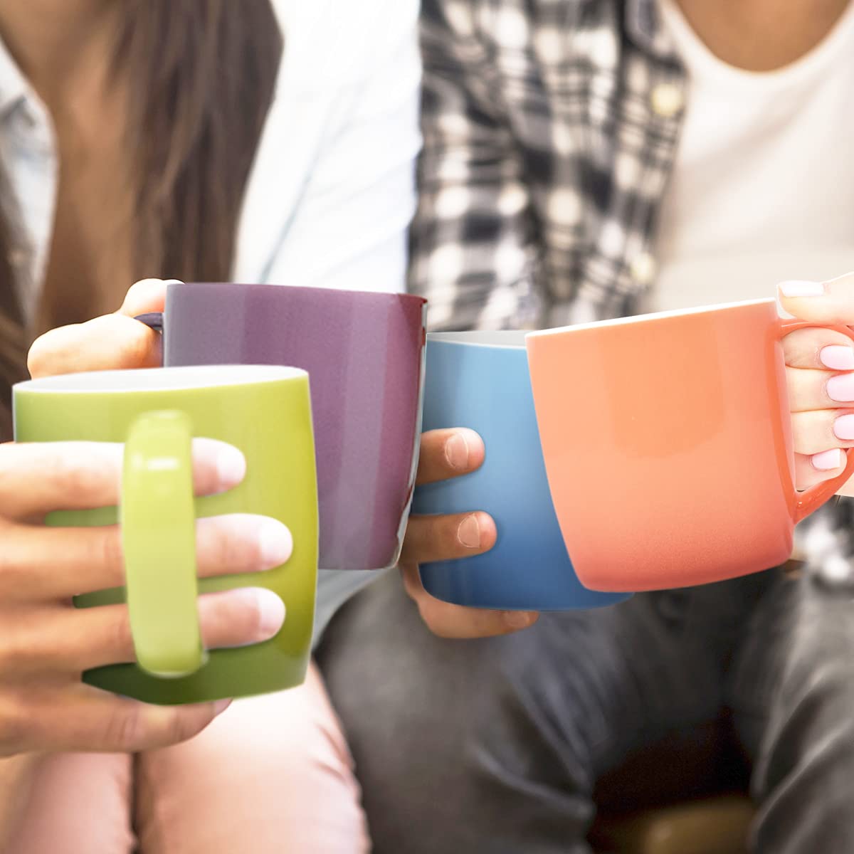 Kaffeetassen Set 6 Stück bunt Steingut 350ml – Joeji's Kitchen Ombré