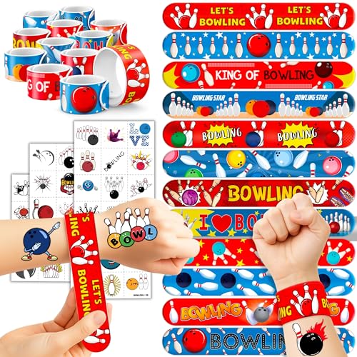 72 PCS Bowling Party Favors Set | 48 PCS Temporary Tattoos & 24 PCS Slap...