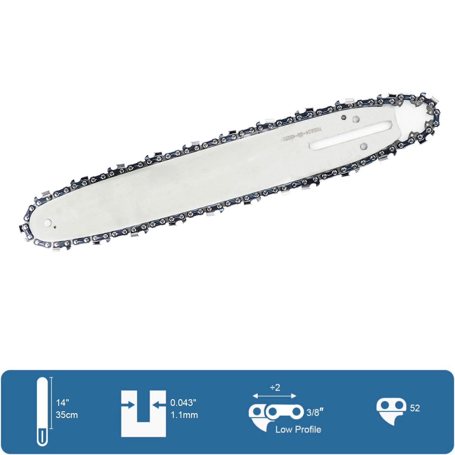 4 Stück Sägekette + Schwert 35cm(14") 3/8"LP 52 Treibglieder 1.1mm Profi Kette Passend für Diverse Motorsäge Kettensäge, Kompatibel mit Oregon, Bosch, Dolmar, Homelite, Echo, Makita usw.