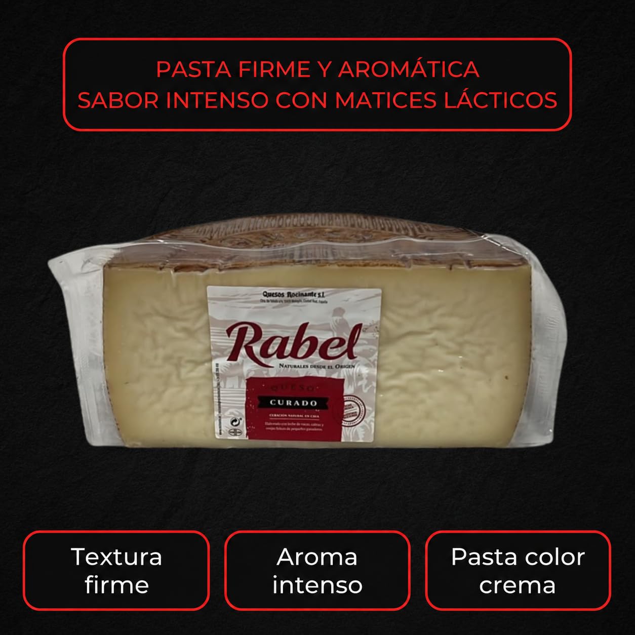 Queso Mezcla Curado Rabel Leche de Vaca Cabra y Oveja Pieza Entera 3,2 kg | Curación natural en cava 90 días, sabor intenso y aromático con leve picor. Premiado. Ideal tabla gourmet, aperitivo y regalo