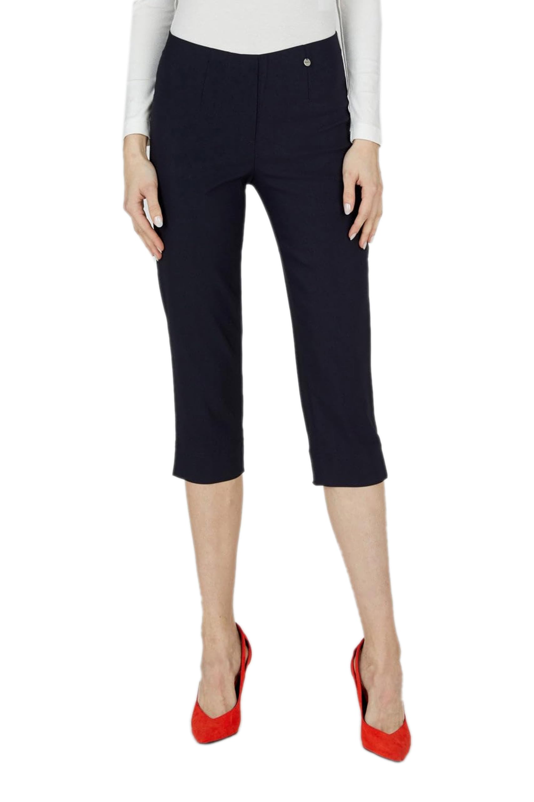 Robell Style MARIE07 Caprihose für Damen, hohe Taille, Schlitz am Saum | Robell MARIE07 Bengaline-Caprihose: Schlitz am Saum. Komfortable Passform für Alltag und Freizeit, einfach zu kombinieren.