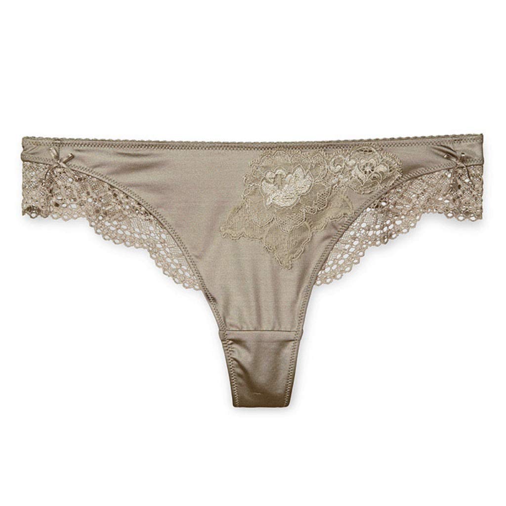 Culotte Sexy En Dentelle, String Sans Couture For Femme Taille Basse Bleu, Bleu Clair, Café Clair 4 Chargé (Color : Light coffee, Size : M)