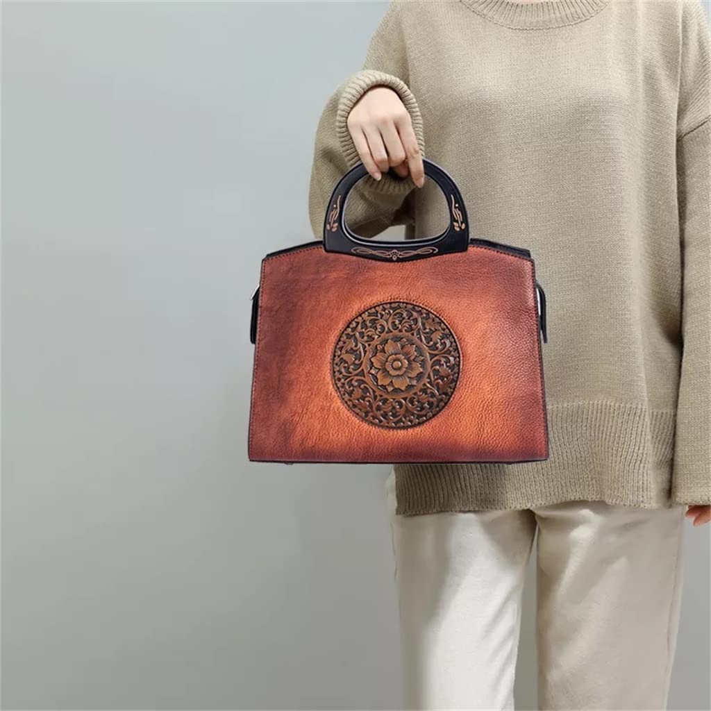 Bolsos de mano vintage en relieve para mujer, multifuncionales, de cuero, bolsos de hombro