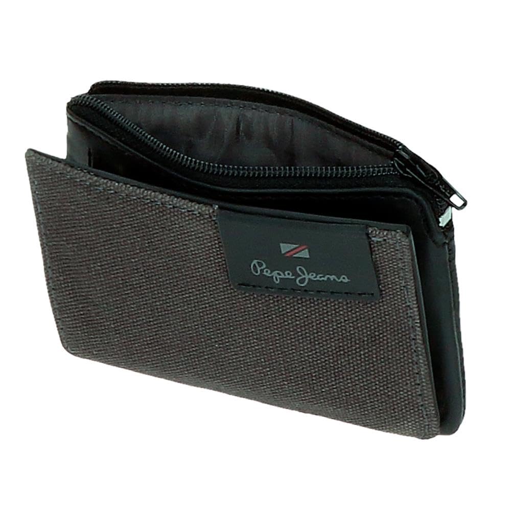 Pepe Jeans Hilltop Porte-Monnaie avec Porte-Cartes Gris 11 x 7 x 1,5 cm Cuir by Joumma Bags, Gris, Talla única, Porte-Monnaie avec Porte-Cartes