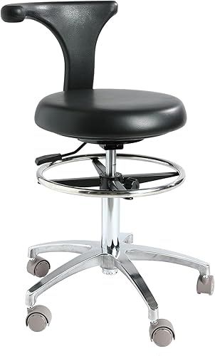 Taburete rodante estándar con respaldo, silla de enfermera dental, altura ajustable, silla de dibujo para oficina, cocina, clínica y laboratorio,