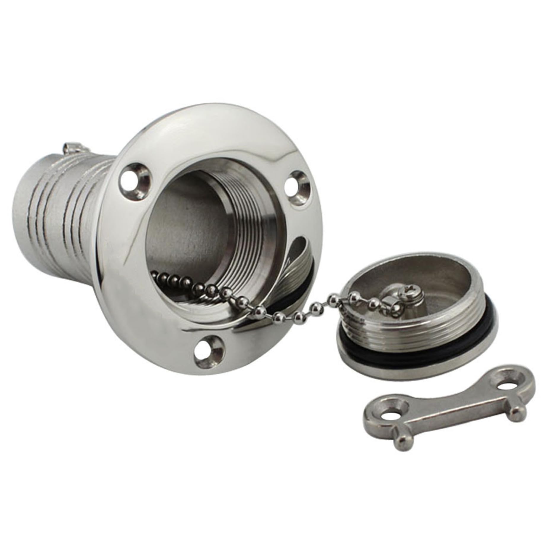 Boat Gas Cap 11/2 Inch Stainless Steel Boat Fuel Cap with Key Chain Ideal for Yacht Caravan