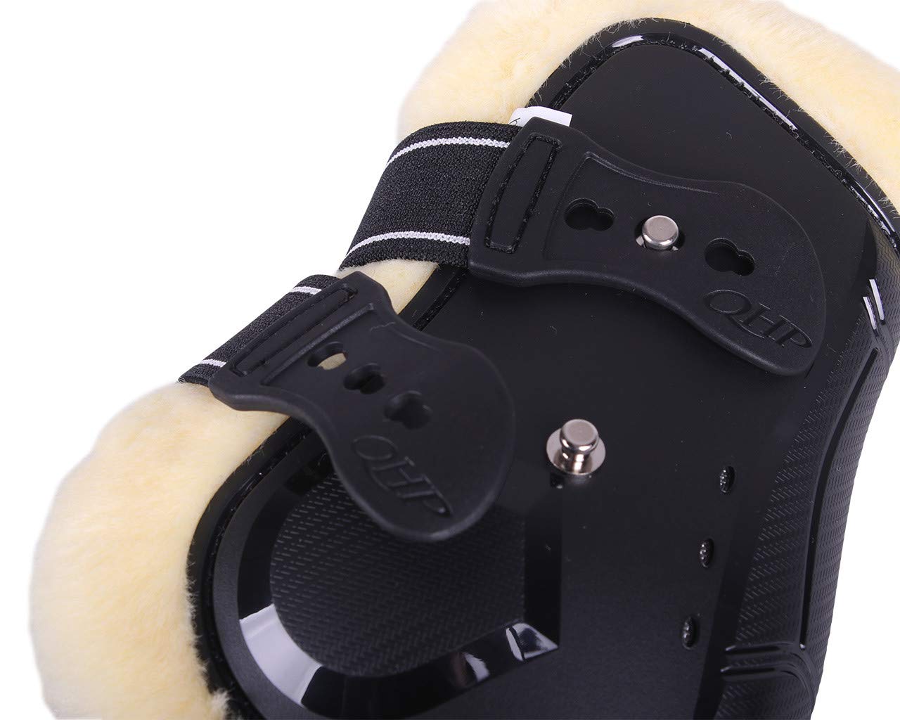 ARBO-INOX - Streichkappen - mit Fellimitat - elastischer Schnellverschluss (Pony, Schwarz)