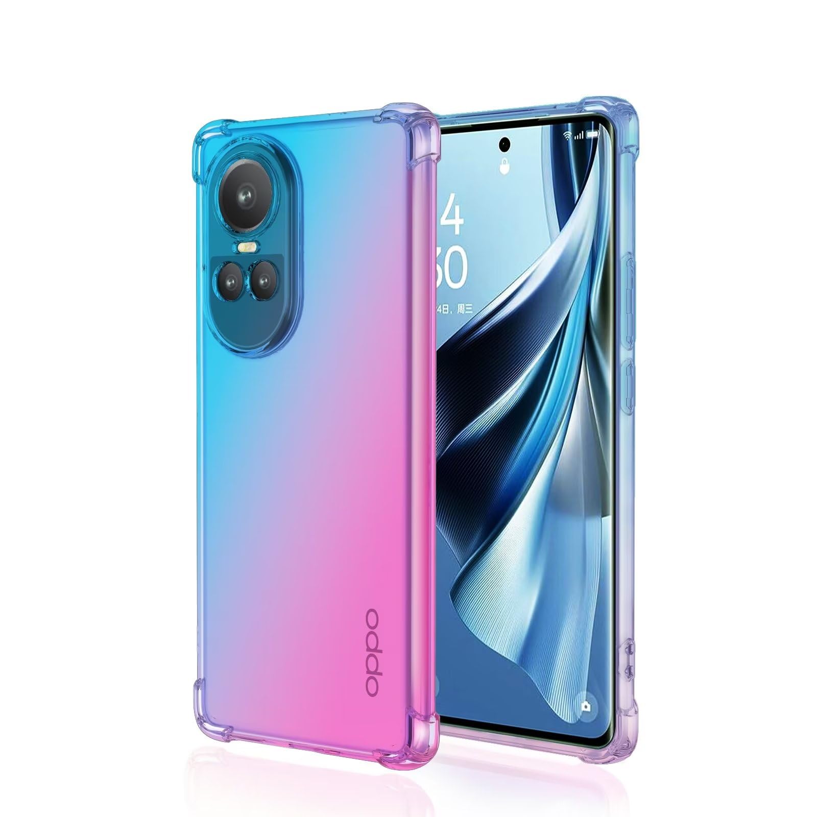Cover Sfumata TPU Per OPPO Reno 10 5G / Reno 10 Pro 5G - Custodia Morbida Rosa E Blu