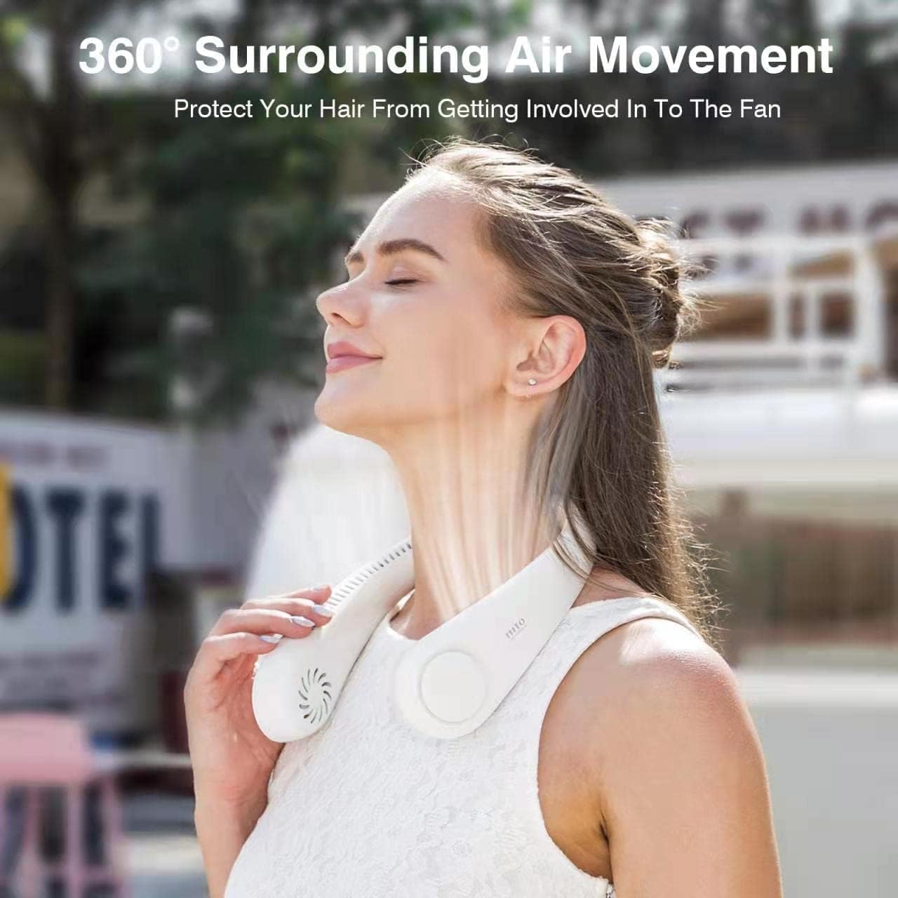 Vastromtoy Portable Hanging Bladeless Neck Fan Rechargeable Battery Operated with 3 Wind Speeds | Hands-Free Personal Cooling Fan for Travel, Office & Outdoor Use (White) : Amazon.in: Home & Kitchen