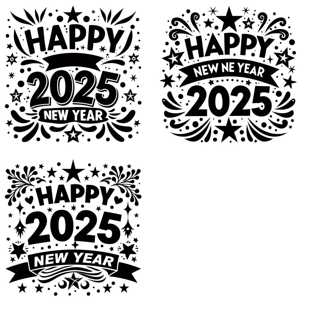 Happy New Year 2025 Iron Transfer Patch Heat Transfer Sticker Vinyl Design Iron Applique T-Shirt Clothing DIY Craft Applique Clothing Decoration (P3)
