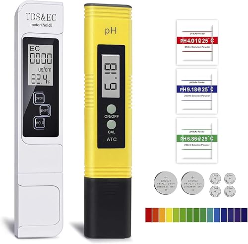 GuDoQi Medidor de PH, TDS Medidor Combo, Kit de Prueba de Agua de Piscina, Probador de PH Digital, Medidor PPM, 0.01 Resolución TDS PH EC