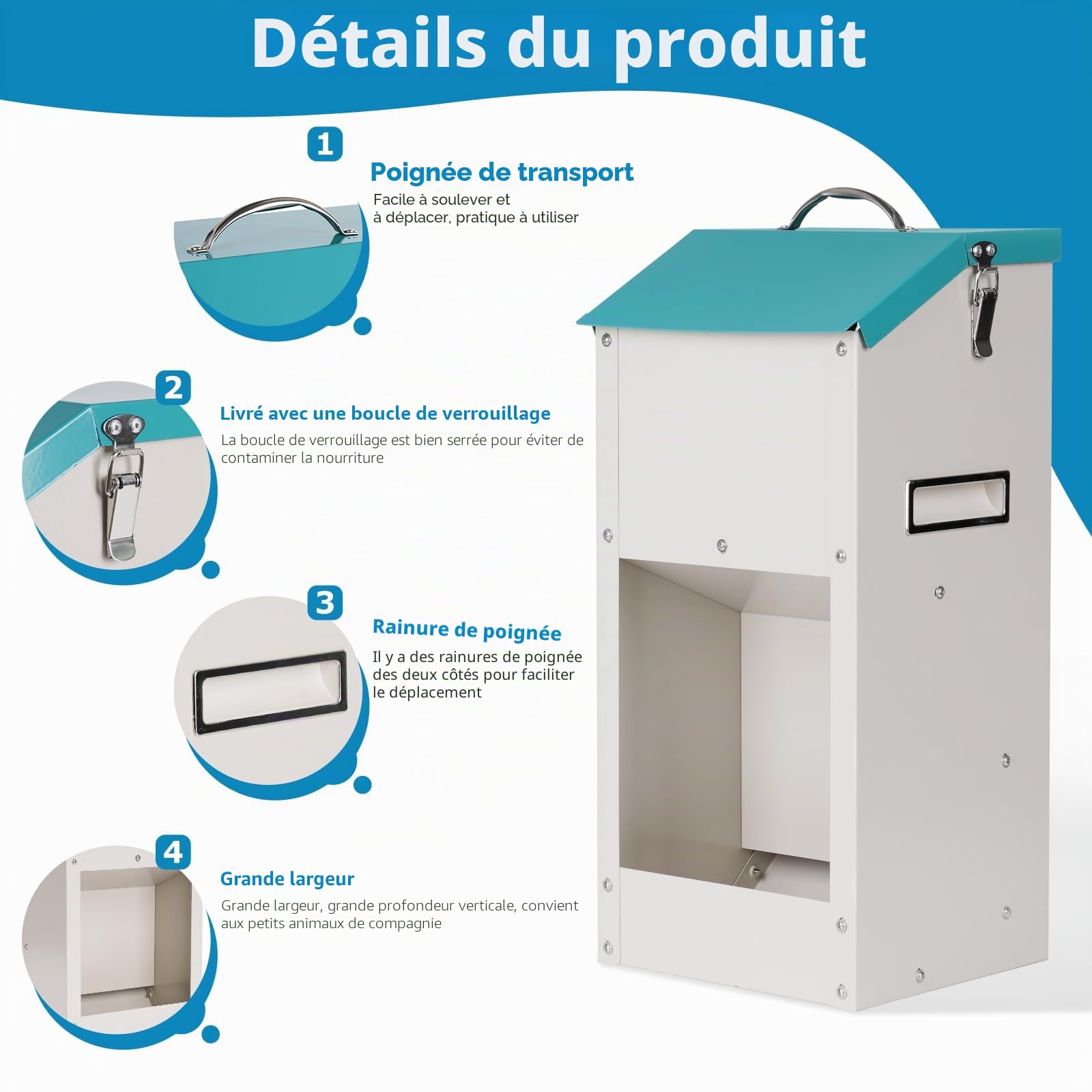 Mangeoire Automatique à Gravité Réservoir 6 kg pour Animaux Domestiques, Distributeur de Croquettes pour Chien, Chat et Chiots, Station de Nourrissage Continue