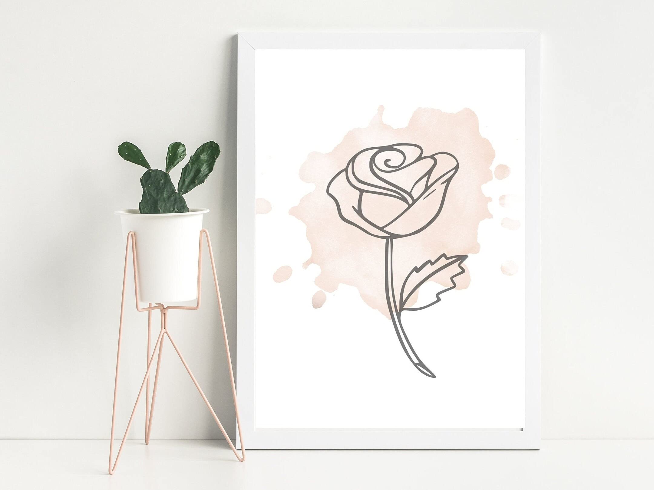 Amazon.com: Loyience Rose One Line Art Drawing, Printable Wall Art,Female  Bedroom Poster, Blush Pink Wall Decor,Dining room decoration, bedroom art,  frameless 8X10 inch: Posters & Prints