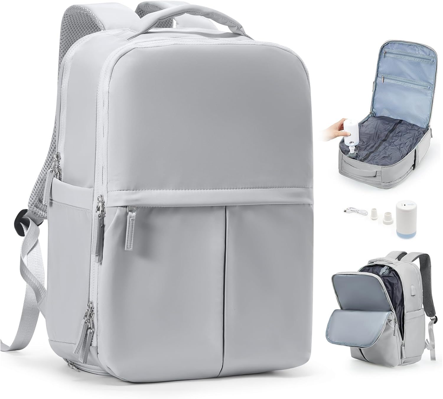 Vacuum Seal Backpack Travel Laptop Backpacks For Women Men Personal Item Travel Bag Large Carry On Backpack With Vacuum Compression Vacpack Backpacks With Pump Grey