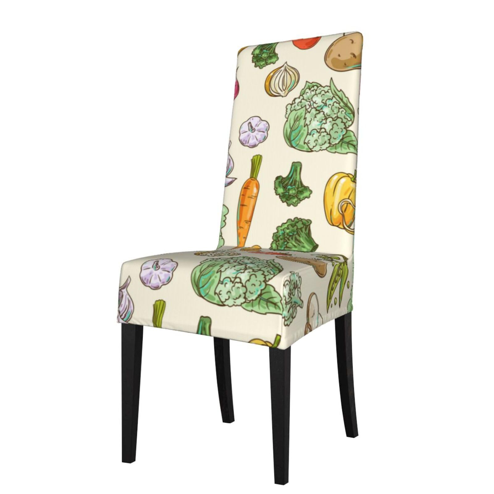 LKYMOH Beautiful Hand Drawn Vegetables, Chair Covers Stretch Chair Slipcovers for Dining Room, for Party Pet Protection Universal Fit Soft Polyester