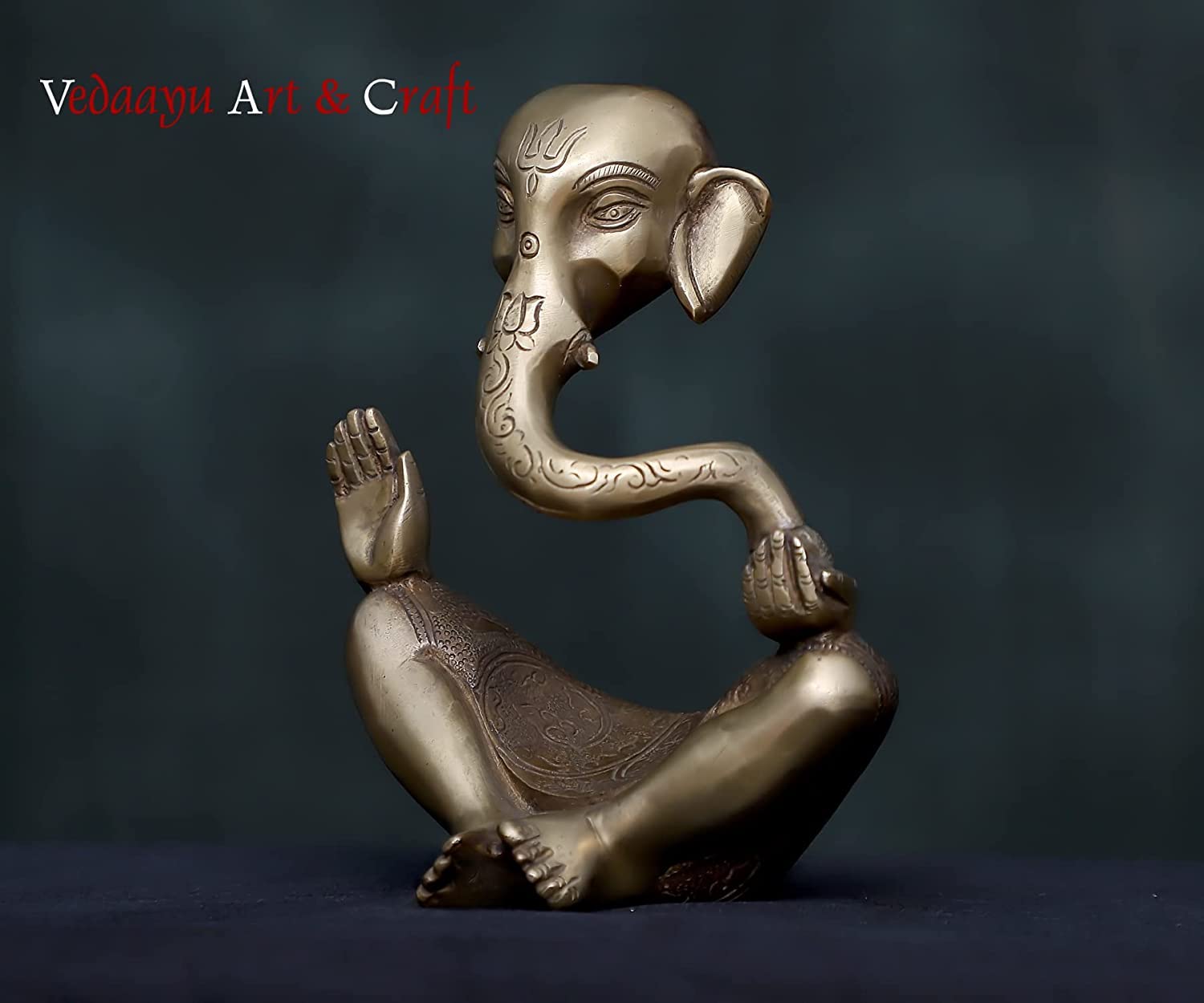 Vedaayu Statue de Ganesh en laiton pour décoration d'intérieur, statue de Ganesh abstraite en laiton, statue de Ganesh en laiton double ton, idole de Ganesh antique, Ganesh moderne pour