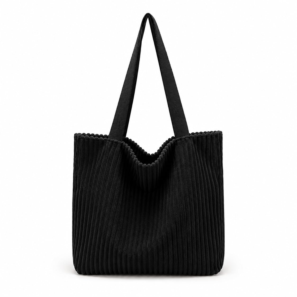 Korean Tote Bag Aesthetic Corduroy Canvas Handbag for Women Zipper Casual Large Capacity Shoulder Bag with Pockets Versatile Everyday use for College Work Beach Travel & Shopping-image-36
