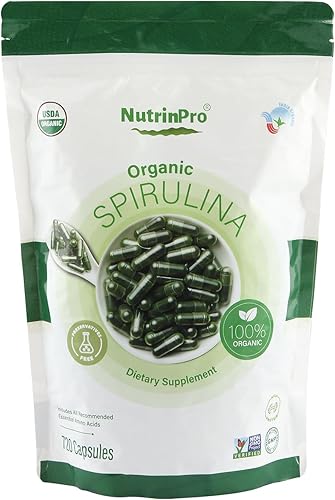 Miniatura 7 de NUTRINPRO Cápsulas orgánicas de espirulina  100% puras veganas, sin OMG, sin gluten, sin químicos (4800)
