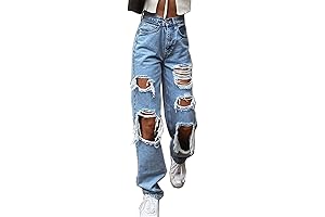 Women Ripped Jeans Baggy Cargo Pants for Teen Girls