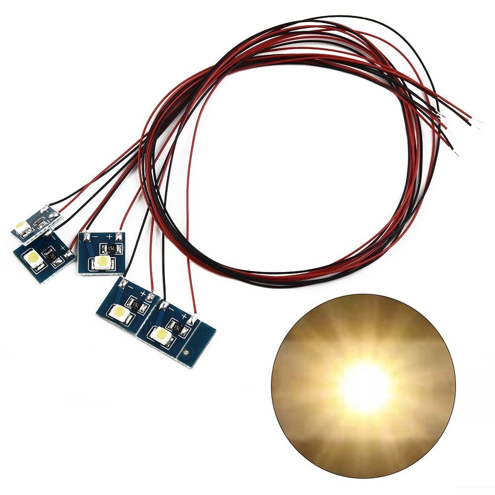 5PCS 12V LED Lights for Model Railway Building Interior Lighting OO HO Scale(Warm Light)