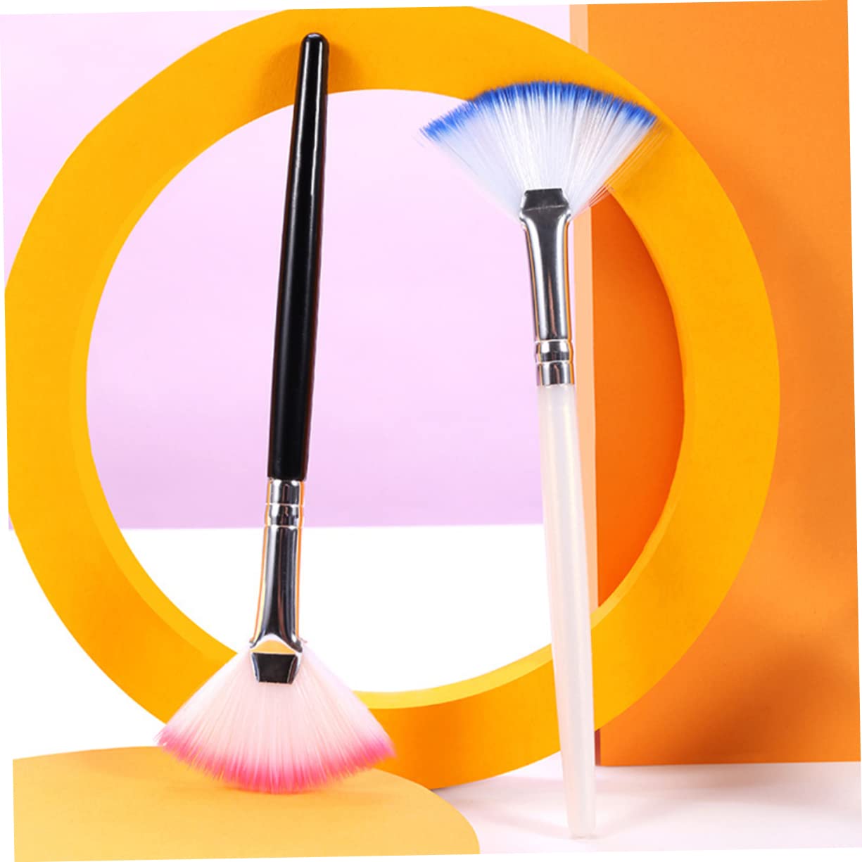 8pcs Fan Mask Brush Set Soft Fan Facial Mask Alicator for Makeup Long Handle Cosmetic Tools White Black Easy to Clean Versatile for Face Masks Skincare