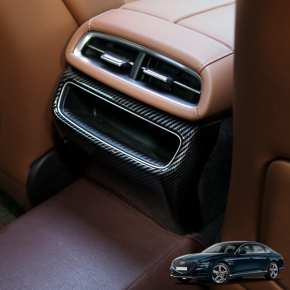 Cnaurda Carbon Fiber Style Car Interior Rear Air Condition Vent Cover AC Outlet Frame Protective Trim Sticker Compatible with 2021 2022 2023 Genesis G80 (RG3) Accessories